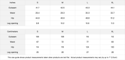 Size guide for Viv'ed the Artist Men's Athleisure Wear Sun Faded Heavyweight Sweatpant showing measurements in inches and centimeters for S to XL.