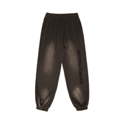 Brown Sour Apple men's heavyweight athleisure sweatpants with a vintage sun faded look, featuring elastic cuffs and bold side branding.
