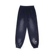Viv'ed the Artist Men's Athleisure Wear Sun Faded Heavyweight Sweatpant in navy blue with a baggy fit, elastic cuffs, and vintage-inspired design.