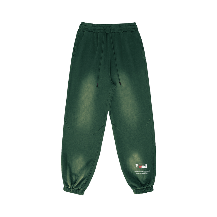 Viv'ed the Artist Men's Athleisure Wear Sun Faded Heavyweight Sweatpant in green with a vintage inspired faded design, elastic cuffs, and casual fit.