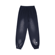 Viv'ed the Artist Women's Athleisure Wear Sun-Faded Heavyweight Sweatpant in navy blue with a baggy fit, elastic cuffs, and drawstring waistband.
