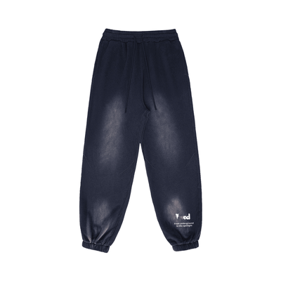 Viv'ed the Artist Women's Athleisure Wear Sun-Faded Heavyweight Sweatpant in navy blue with a baggy fit, elastic cuffs, and drawstring waistband.