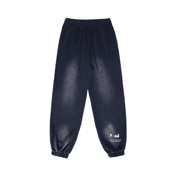 Viv'ed the Artist Women's Athleisure Wear Sun-Faded Heavyweight Sweatpant in navy blue with a baggy fit, elastic cuffs, and drawstring waistband.