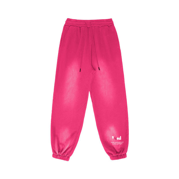 Viv'ed the Artist Women's Athleisure Wear Sun-Faded Heavyweight Sweatpant in vibrant pink with a relaxed fit, elastic cuffs, and drawstring waist.