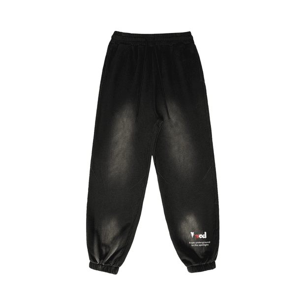 Viv'ed the Artist Women's Athleisure Wear Sun-Faded Heavyweight Sweatpant in black with a sun-faded effect, oversized fit, and adjustable waistband.