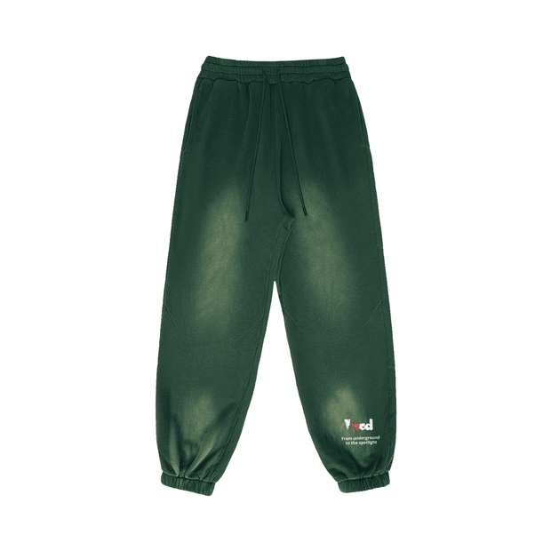 Viv'ed the Artist Women's Athleisure Wear Sun-Faded Heavyweight Sweatpant in green with a smoky faded finish, perfect for casual winter outfits.
