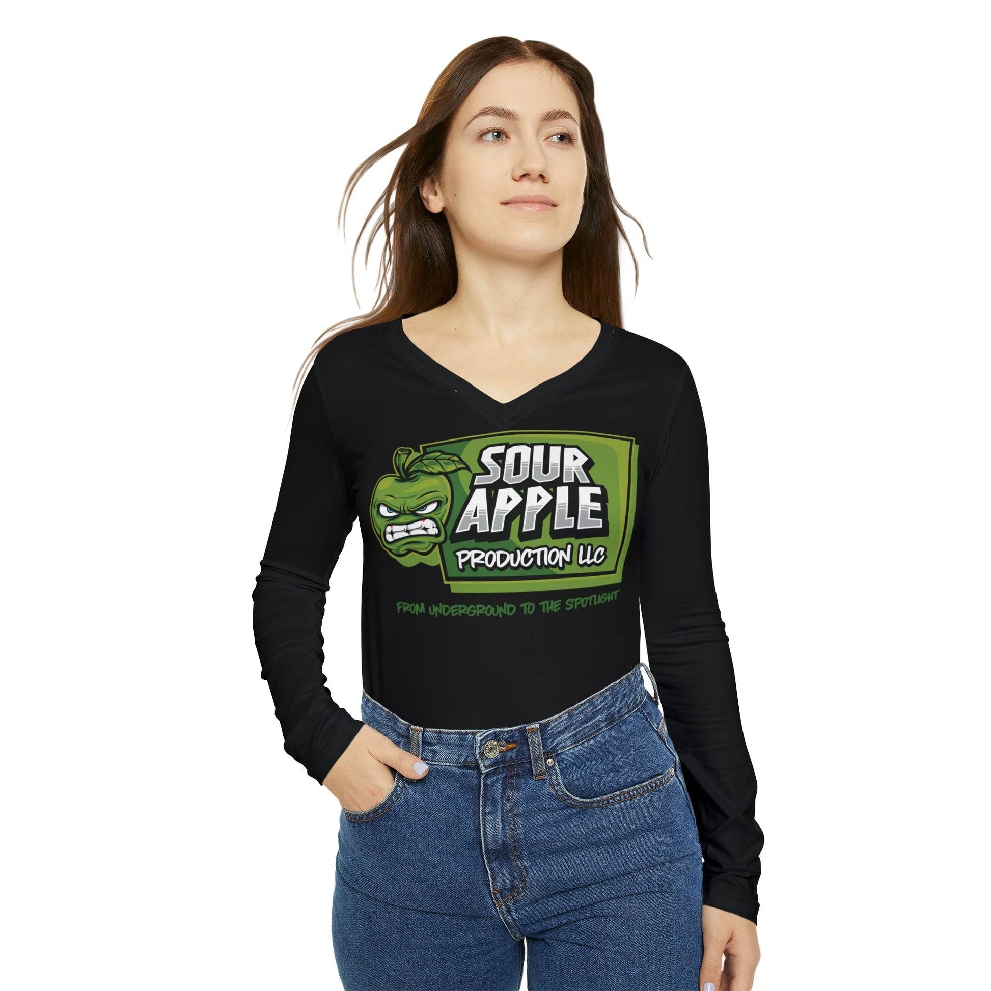 Sour Apple Women's LS V-Neck Shirt - Sour Apple Shop